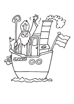 Kleurplaat Sinterklaas stoomboot 0